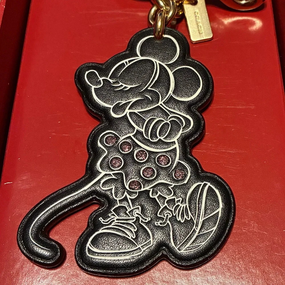COACH DISNEY Supple Leather Minnie Mouse Bag Purse Charm Keychain NEW NIB NWT - Picture 7 of 14